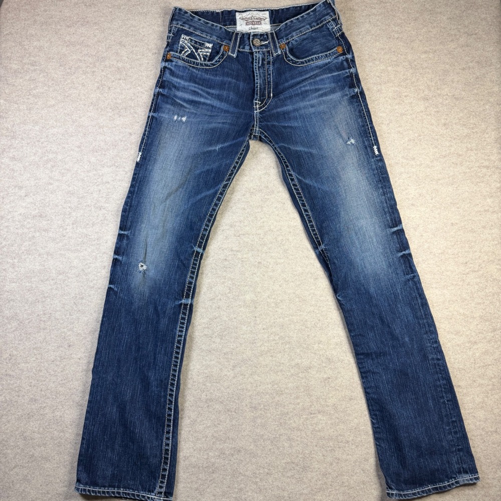 Big Star Union Vintage Collection Straight Leg Jeans Dark Wash Thick Stitch 31L